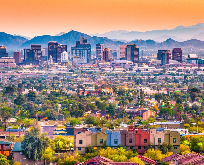 Phoenix skyline at dusk