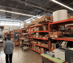 employees working during warehouse layout alteration