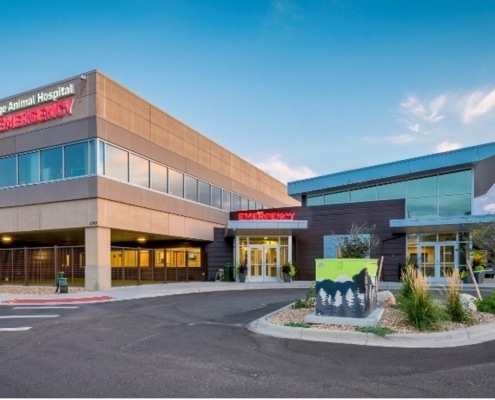 Exterior of animal hospital in Wheat Ridge, CO.