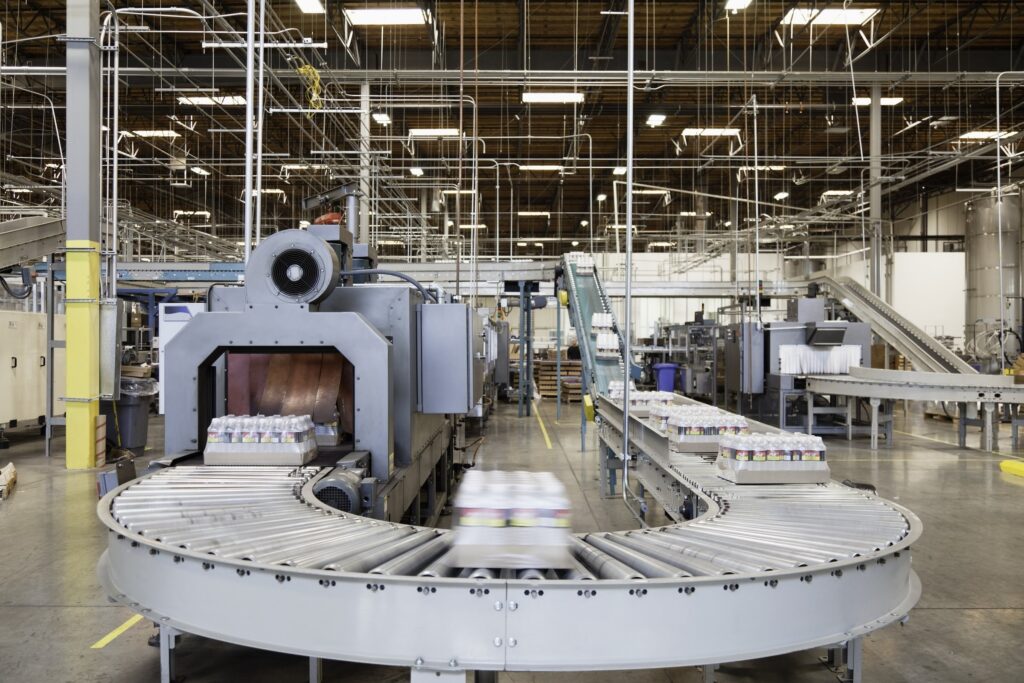 bottles moving on a conveyor belt