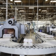 bottles moving on a conveyor belt