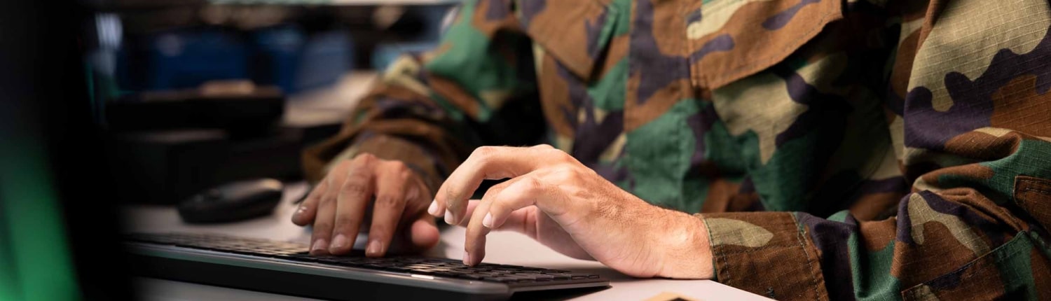 Air,Force,Combat,Control,Officer,Typing,On,Keyboard,,Performing,Tactical